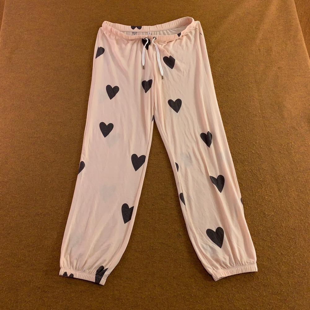 Honeydew Womens Medium Pink Heart Print Jogger Pajama Pants New